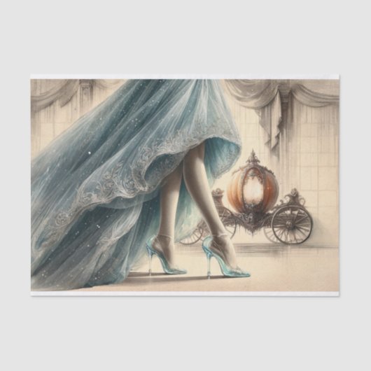 Assepoester Gown & Glass Slipper Decoupage Tissuepapier (Voorkant)