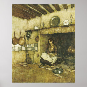 Assepoester in de as door Dulac Print