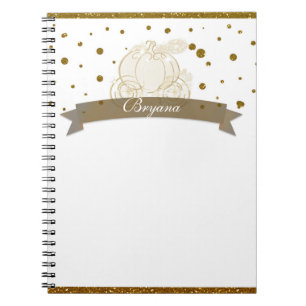 Assepoester Koets Gouden Glitter Stippen Notitiebo Notitieboek