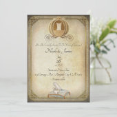 Assepoester Koets & Pantoffel Trouwfoto Kaart (Staand voorkant)