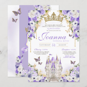 Assepoester Lavendel Paarse Prinses Quinceanera Kaart