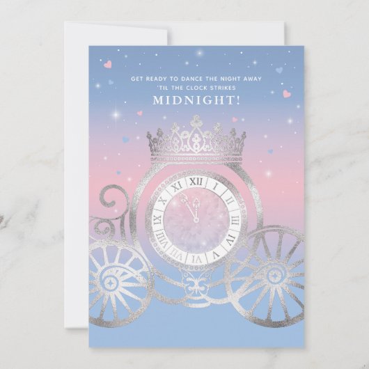 Assepoester Lichtblauw en Roze Quinceanera Kaart (Achterkant)