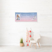 Assepoester Lichtblauwe en Roze Verjaardagsfoto Spandoek (Insitu)