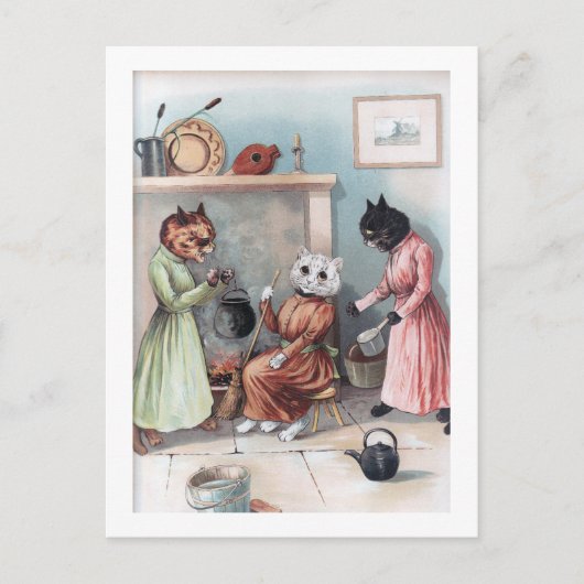 Assepoester, Louis Wain Briefkaart (Voorkant)