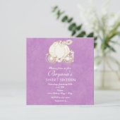 Assepoester Paarse Prinsessenkoets Uitnodiging (Staand voorkant)