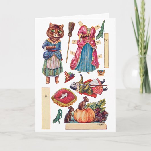 Assepoester, papierdollar, Louis Wain Kaart (Voorkant)