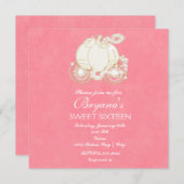 Assepoester Pink & Gold Carriage Party Invitation Kaart (Voorkant / Achterkant)
