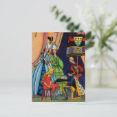Assepoester, prins en glazen slipper briefkaart (Staand voorkant)
