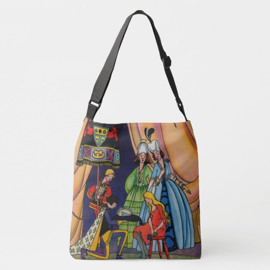 Assepoester, prins en glazen slipper crossbody tas (Achterkant)