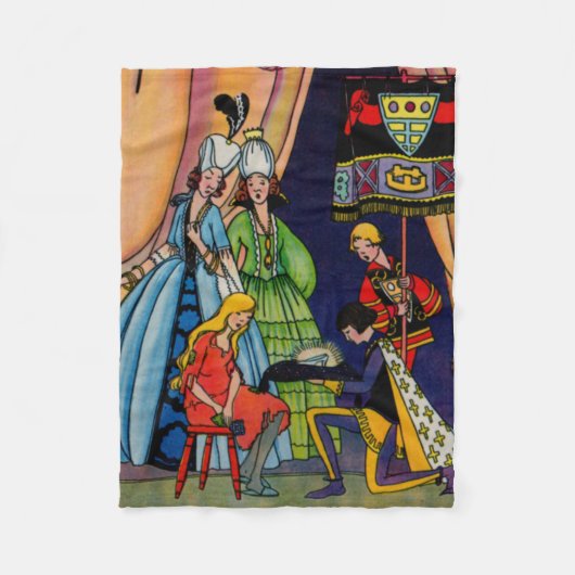 Assepoester, prins en glazen slipper fleece deken (Voorkant)