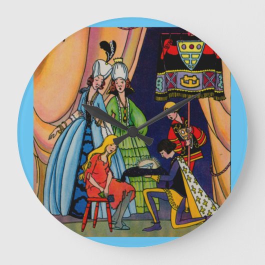 Assepoester, prins en glazen slipper grote klok (Voorkant)