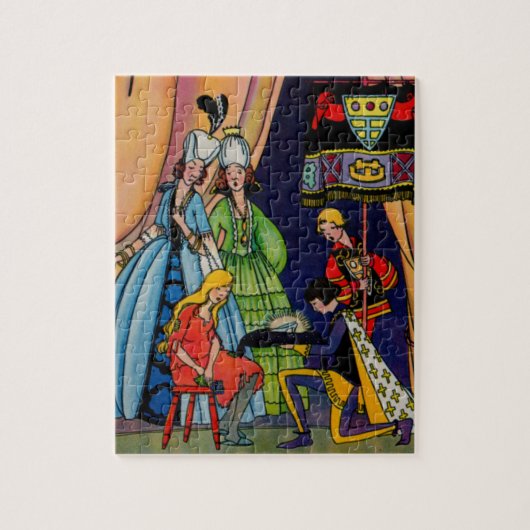 Assepoester, prins en glazen slipper legpuzzel (Verticaal)