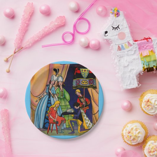 Assepoester, prins en glazen slipper papieren bordje (Feest)