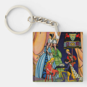 Assepoester, prins en glazen slipper sleutelhanger