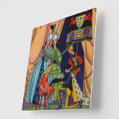 Assepoester, prins en glazen slipper vierkante klok (Hoek)