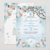 Assepoester prinses betoverde tuin quinceanera kaart (Voorkant / Achterkant)