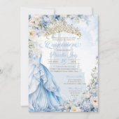 Assepoester Prinses Blauw Sprookje Quinceañera Kaart (Voorkant)