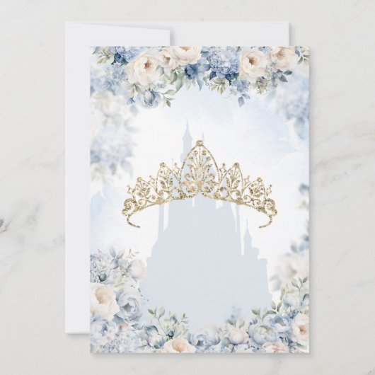 Assepoester Prinses Blauw Sprookje Quinceañera Kaart (Achterkant)