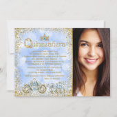 Assepoester Prinses Carriage Foto Quinceanera Kaart (Voorkant)