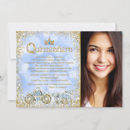 Assepoester Prinses Carriage Foto Quinceanera Kaart (Voorkant)
