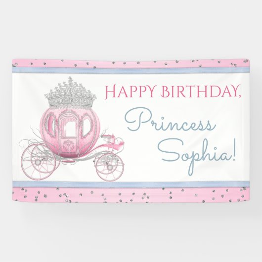 Assepoester Prinses Carriage Verjaardag Party Bann Spandoek (Horizontaal)