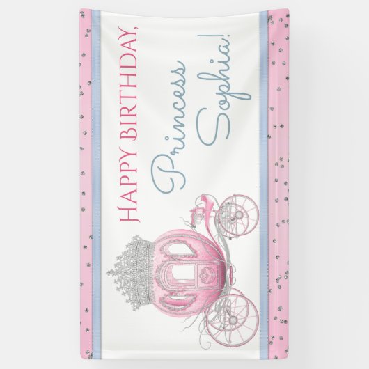 Assepoester Prinses Carriage Verjaardag Party Bann Spandoek (Verticaal)