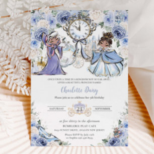 Assepoester Prinses Sprookjesblauw Bloemen Verjaar Kaart