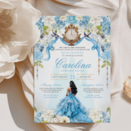 Assepoester Quinceanera Luxe Blauw Goud Verjaardag Kaart