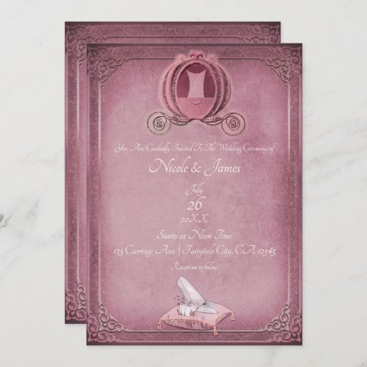 Assepoester Raspberry & Roos Gold Wedding Kaart (Voorkant / Achterkant)