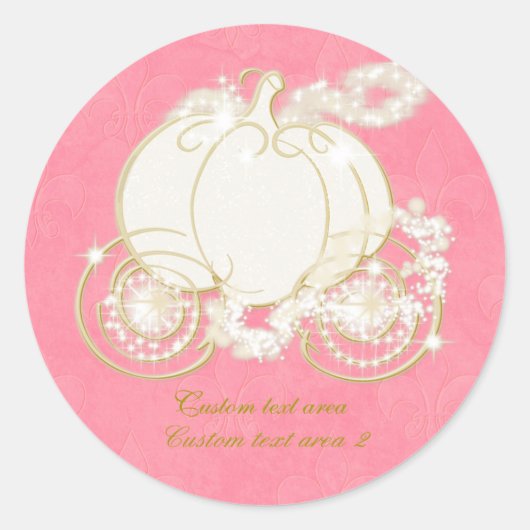 Assepoester Roze & Gouden Koets Elegante Sticker (Voorkant)