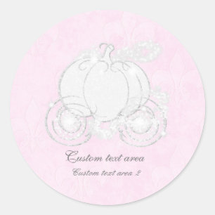 Assepoester Roze & Zilveren Prinses Carriage Favor Ronde Sticker