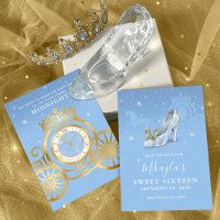 Assepoester Schoen Baby Blue Gold Sweet 16 Birthda