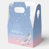 Assepoester Schoen Lichtblauw en Roze Quinceañera Bedankdoosjes (Geopend)