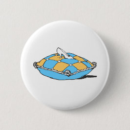 Assepoester Slipper op Blauwgroen Oranje piloot Ronde Button 5,7 Cm