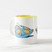Assepoester Slipper op Blauwgroen Oranje piloot Tweekleurige Koffiemok (Voorkant links)