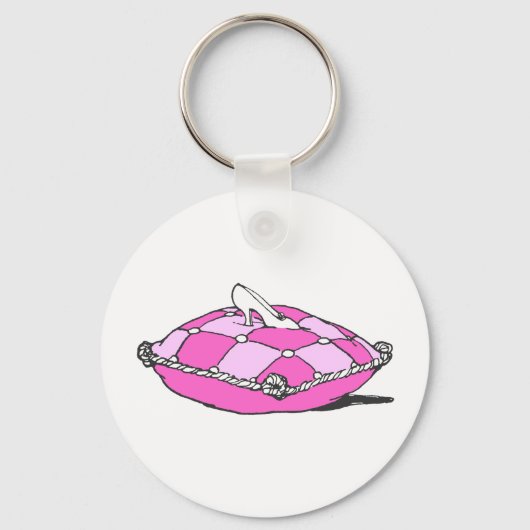 Assepoester Slipper over roze kunst Sleutelhanger (Voorkant)