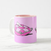 Assepoester Slipper over roze  kunst Tweekleurige Koffiemok (Voorkant links)