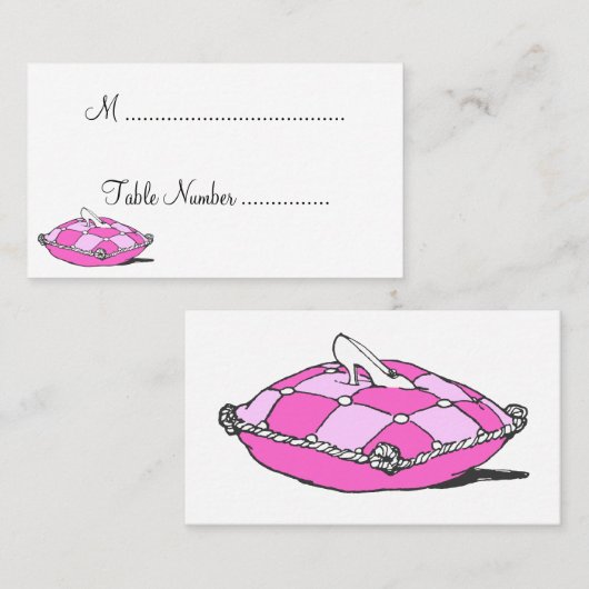 Assepoester Slipper Pink - Aangepaste tafelkaarten Plaatskaartje (Voorkant / Achterkant)