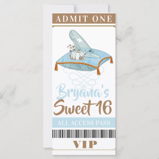 Assepoester Slipper Prinses Sweet 16 VIP-feest (Voorkant)