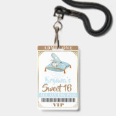 Assepoester Slipper Prinses Sweet 16 VIP Pas Badge (Voorzijde met lanyard)
