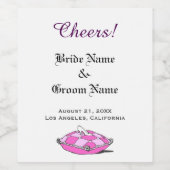 Assepoester Slipper Roze Kussen Wijnfles Etiket (Enkel label)