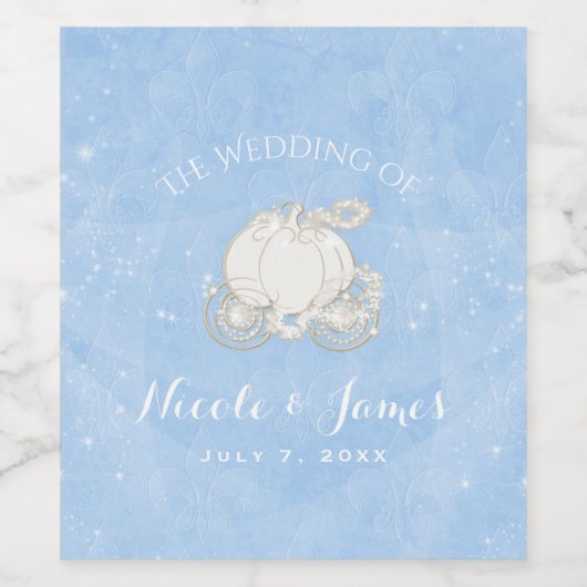 Assepoester Sparkle Carriage Gold Blue Custom Wine Wijn Etiket (Enkel label)