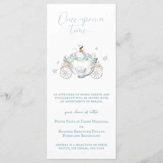 Assepoester Sprookje Carriage Menu (Voorkant)