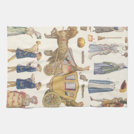 Assepoester,  Victoriaans papierdolfijnspeelgoed Theedoek (Horizontaal)