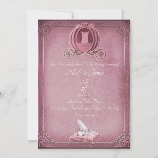 Assepoester Vintage Bruidsmeisje Framboos & Roségo Kaart (Voorkant)