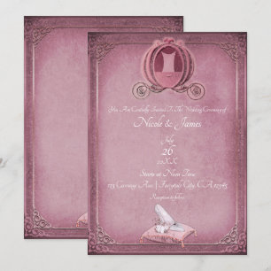 Assepoester Vintage Framboos & Roze Gouden Trouwda Kaart