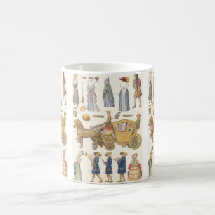Assepoester, Vintage Victoriaanse Papieren Poppen  Koffiemok