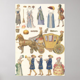 Assepoester, Vintage Victoriaanse Papieren Poppen Poster