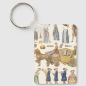 Assepoester, Vintage Victoriaanse papieren poppens Sleutelhanger (Voorkant)