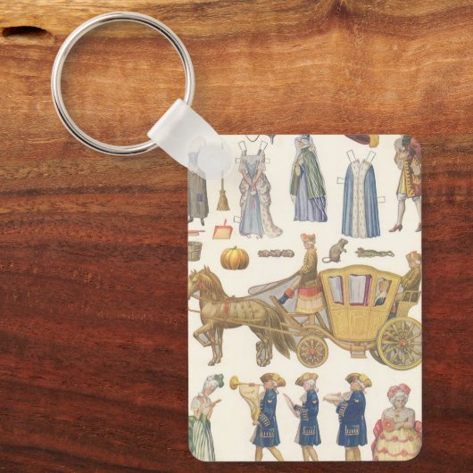 Assepoester, Vintage Victoriaanse papieren poppens Sleutelhanger (Voorkant)